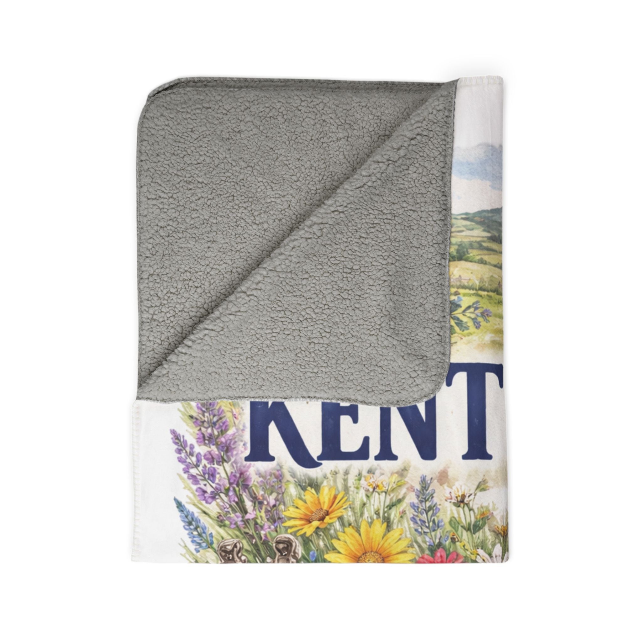 Kentucky floral wreath Fleece Sherpa Blanket | boots horseshoe countryside design
